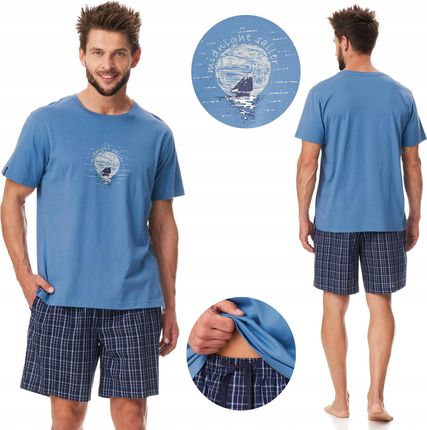 Letnia piżama męska z grafiką żaglówki Mns 252 XL