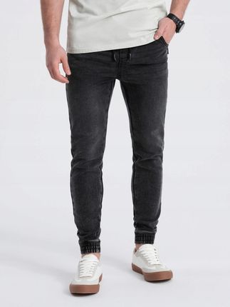 Spodnie męskie jeansowe Jogger Slim Fit grafitowe V2 OM-PADJ-0134 L