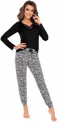 Donna Piżama Damska Zebra Long XL Black