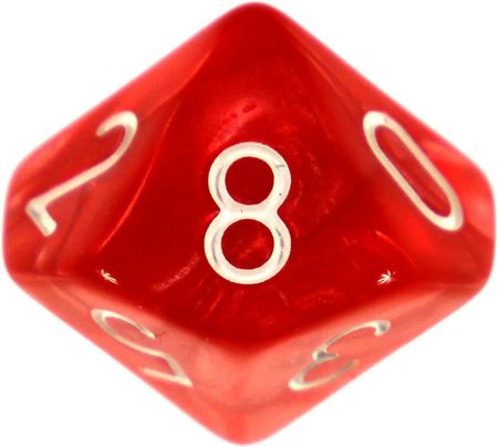 Kaissa Kostka K10 Czerwona Perła 10-ścienna kość RPG (biały nadruk)