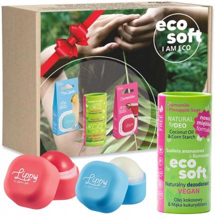Coloris Sp. Z O.O. Zestaw Prezentowy Jestem Eco Naturalny Dezodorant Ecosoft Herbal Garden + Lippy Cosmopolitan + Lippy Pina Colada