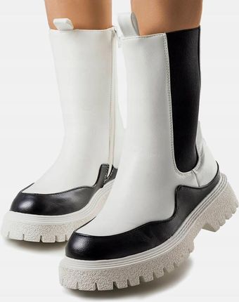 Białe botki kozaki damskie modne buty A9916 37