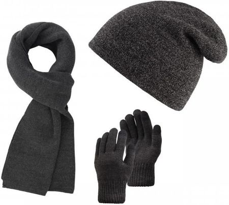 Męski komplet zimowy czapka szalik rękawiczki zestaw szary Paolo Peruzzi