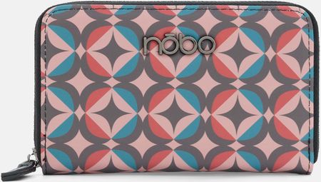 Multikolorowy portfel Nobo w geometryczne wzory, różowy