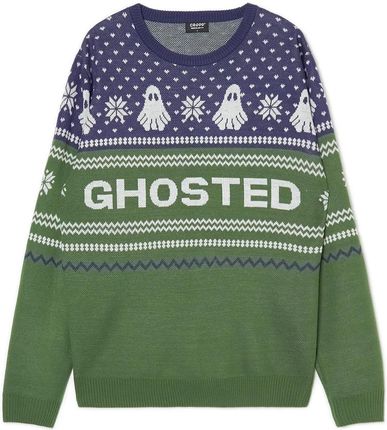 Cropp - Zielono-granatowy świąteczny sweter - Khaki