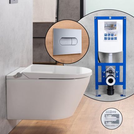 evineo ineo3 soft kompletny ZESTAW toaleta myjąca ze stelażem podtynkowym neeos,, BE0603WH+16604CR#SET