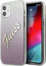 Guess Glitter Gradient Script Etui Iphone 12 Mini Różowy
