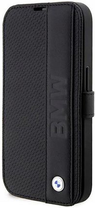 Bmw Booktype Leather Textured & Stripe Etui Iphone 14 Pro Max Czarny