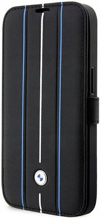 Bmw Booktype Leather Stamp Blue Lines Etui Iphone 14 Pro Max Czarny