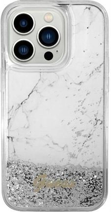 Guess Liquid Glitter Marble Etui Iphone 14 Biały