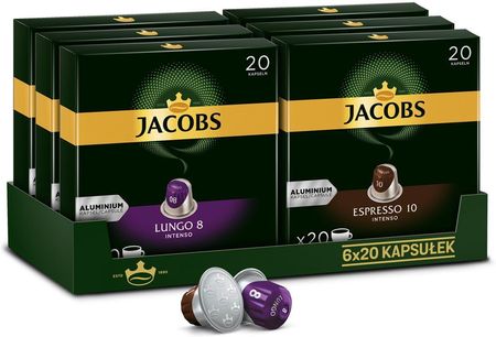 Jacobs Kapsułek Lungo 8 Intenso I Espresso 10 Intensywność 6X20szt. Do Nespresso