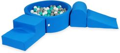 Zdjęcie Mimii Piankowy Plac Zabaw Z Basenem Okrągłym 90X30 Niebieski + 200 Piłek Turkusowe Białe Szare - Dzierzgoń