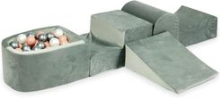 Zdjęcie Mimii Piankowy Plac Zabaw Z Górką I Basenem Micro Velvet Szary + 100 Piłek Srebrne Perłowe Różowe Złoto - Dzierzgoń