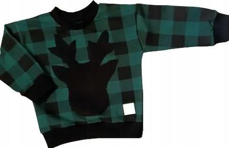 Bluza Renifer krata zielona z czarnym rozmiar 122