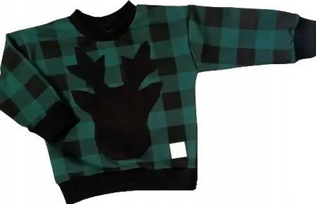 Bluza Renifer krata zielona z czarnym rozmiar 152