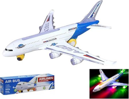 Duży Samolot zabawka Airbus dźwięk światło LED