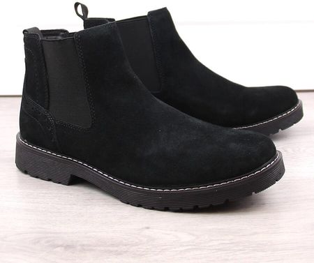 Skórzane zamszowe buty sztyblety męskie wsuwane czarne Filippo MBT5003