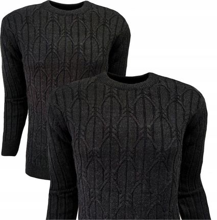 Sweter męski klasyczny z modnym wzorem GRAFIT XXL