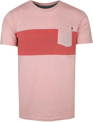 T-Shirt Różowy w Pasy, z Kieszonką, Męski, Koszulka, Krótki Rękaw, U-neck TSKOWPORT3108PASYroz