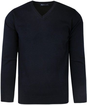 Elegancki Męski Sweter Polskiej Marki Rigon – V-neck (serek) - Granatowy SWRGNsv01granat01V