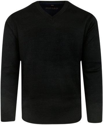 Wełniany Sweter V-Neck - HOVARD - Czarny SWKOWhvrd501vSIYAH