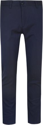 Eleganckie Męskie Spodnie, Zwężane (Slim Fit) – RIGON - Granatowe, Drobna Faktura SPRGNz4920jasnygranatSL