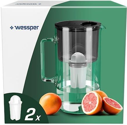 Dzbanek filtrujący Wessper Crystalline 2,5l Czarny + 2szt. Filtr Aqua Classic