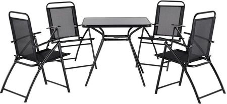 Beliani Zestaw Ogrodowy Metalowy Stół I 4 Krzesła Czarny Livo 63096Bel