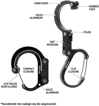 Gearaid Heroclip Medium Stealth Black - zdjęcie 2