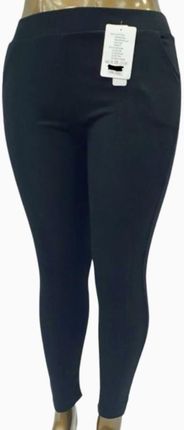 Spodnie wyszczuplające legginsy z kieszeniami czarne lekko ocieplane r. 4XL