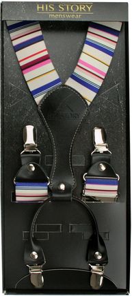 Szelki Męskie, Szerokie, Skóra Naturalna - HIS STORY - Kolorowe Paski SZHSTR0140