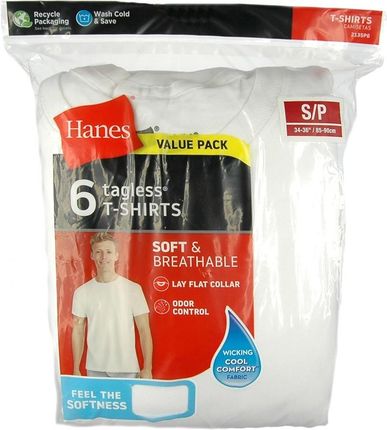 Biała bawełniana męska koszulka S Hanes T-Shirt x6 szt