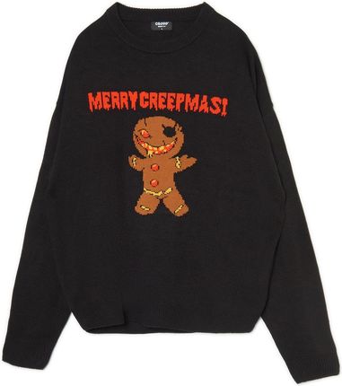 Cropp - Świąteczny czarny sweter z piernikowym ludzikiem - Czarny
