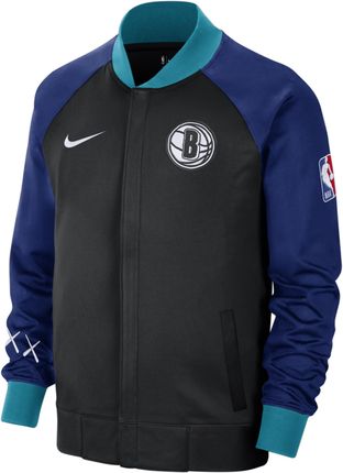 Męska kurtka z długim rękawem i zamkiem na całej długości Nike Dri-FIT Brooklyn Nets Showtime City Edition - Czerń