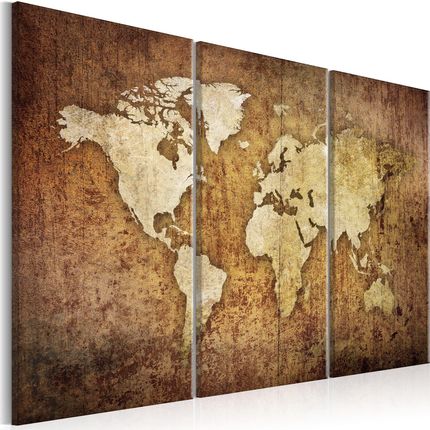 Obraz Mapa świata: brązowa tekstura 120x80