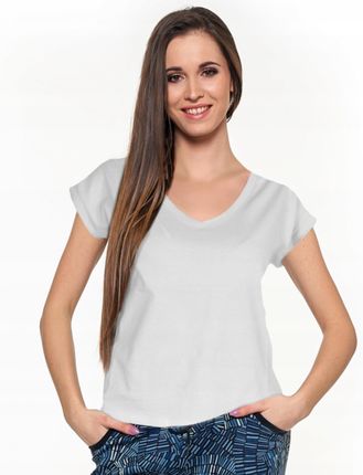 Biały T-shirt Damski Bawełniany Koszulka Moraj S