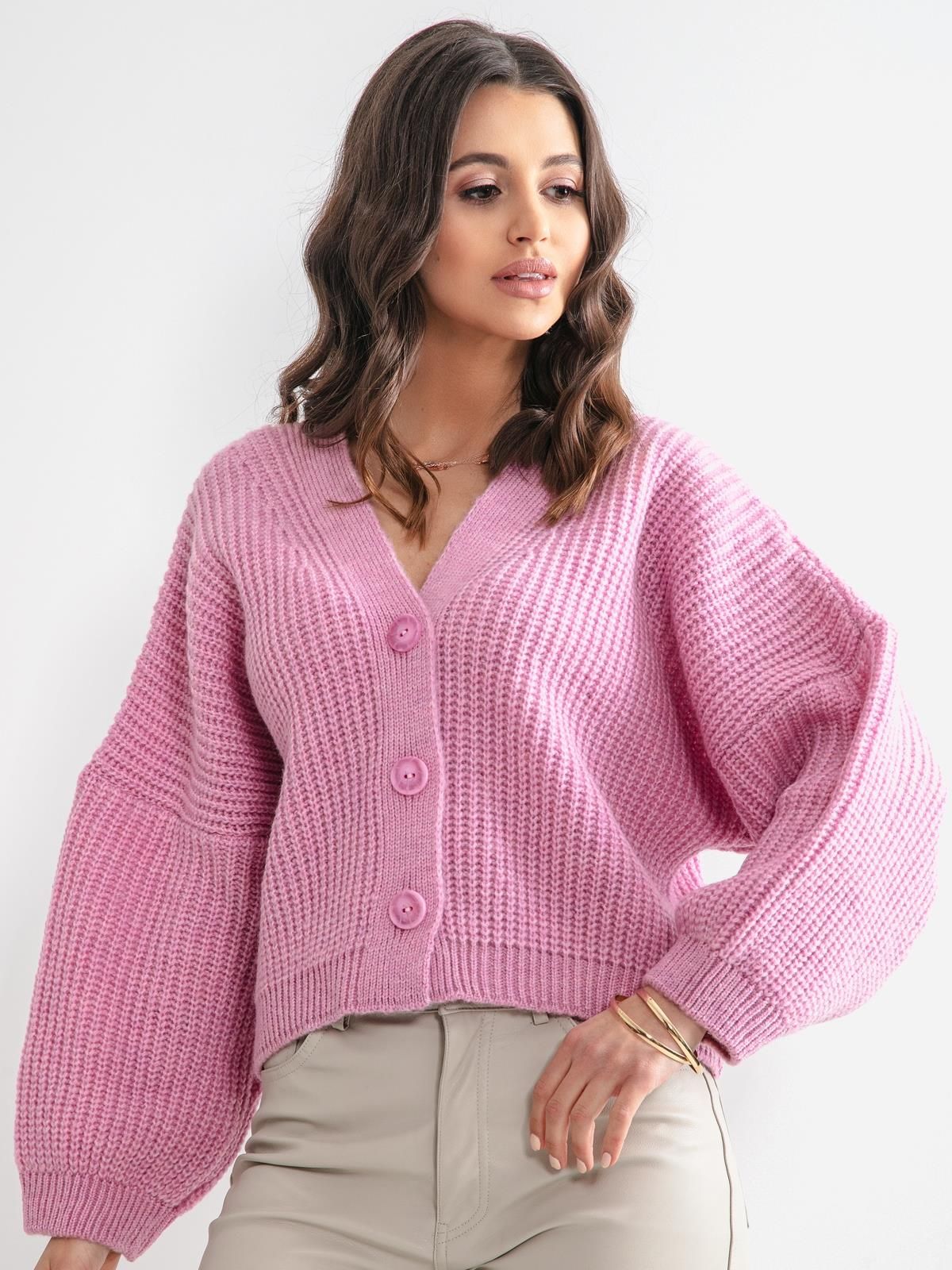 Kardigan Fobya Cardigan F1158 SM Różowy (5903707116386) Ceny i