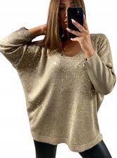 F546 Sweter Damski Oversize Złoty Druk roz. 50 (5XL) - zdjęcie 1