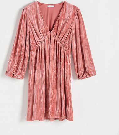 Reserved - Welwetowa sukienka mini - Różowy