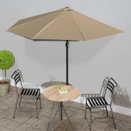 Vidaxl Półparasol Balkonowy Na Słupku Z Aluminium 300X155cm Taupe 44594