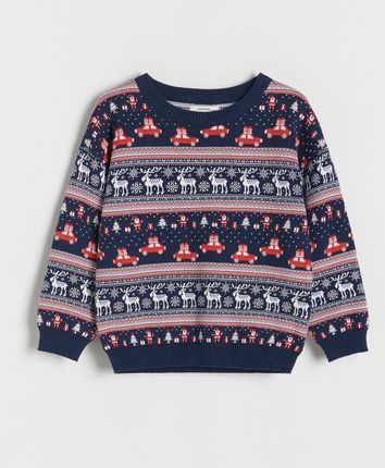 Reserved - Żakardowy sweter ze świątecznym wzorem - Niebieski