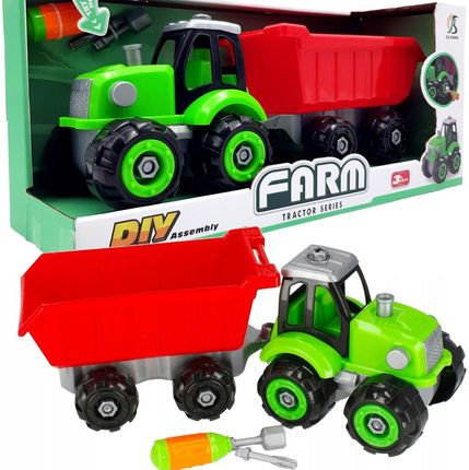Norimpex Duzy Traktor Ciągnik Z Przyczepą Zestaw Do Skręcania Farmera