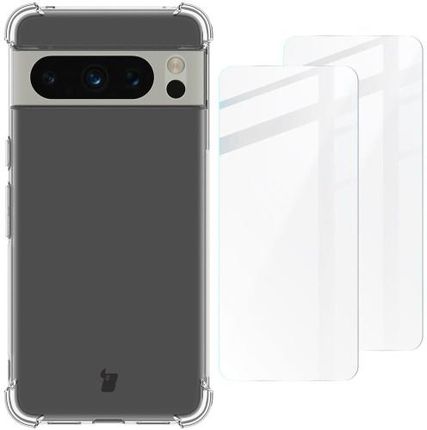 Bizon Etui + 2X Szkło Case Clear Pack Do Google Pixel 8 Pro Przezroczyste