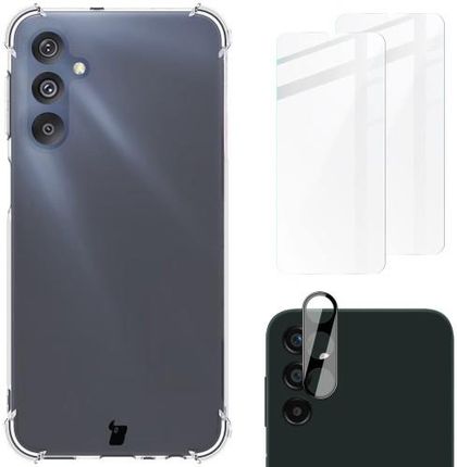 Bizon Etui + 2X Szkło + Obiektyw Case Clear Pack Do Samsung Galaxy M34 5G Przezroczyste