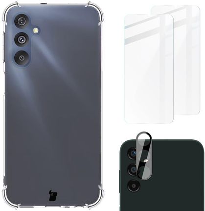 Bizon Etui + 2X Szkło + Obiektyw Case Clear Pack Do Samsung Galaxy M34 5G Przezroczyste