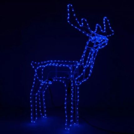 Świecący renifer led ażurowa rzeźba dekoracja świąteczna przed dom Niebieski Niebieska