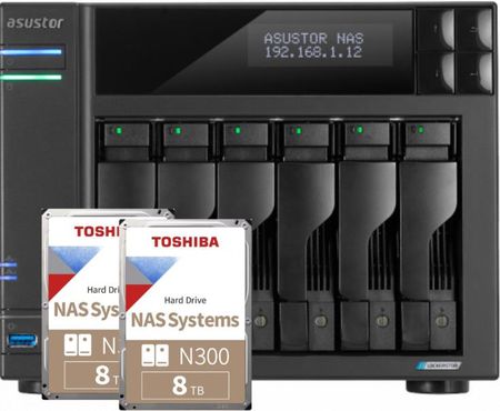 Serwer plików Asustor LOCKERSTOR 6 AS6706T 6-bay, Intel Celeron N5105 Czterordzeniowy 2.0GHz, 8GB RAM DDR4. 4x M.2 PCIe (NVMe), 2x 2.5 GbE. 2x USB 3