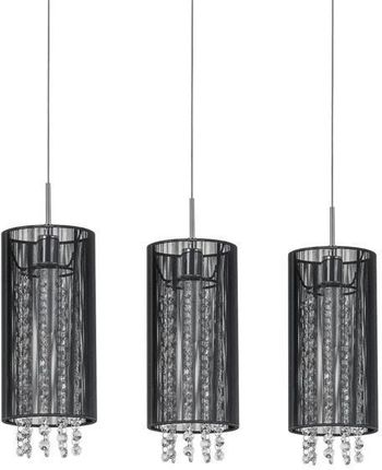 Italux Lampa sufitowa wisząca Lana BK 3 źródła światła listwa ażurowa czarna z kryształkami tuba MDM1787/3 BK