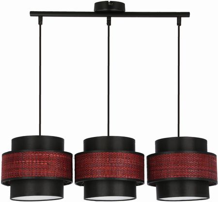 Toscana Lampa Wisząca Czarny 3X60W E27 Abażur Bordowy+Czarny 