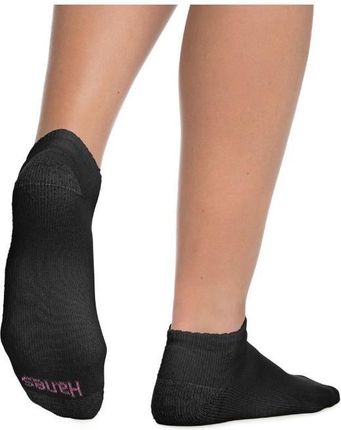 Skarpety damskie z USA Hanes miękka bawełna, amortyzowana stopa, czarne 1 para